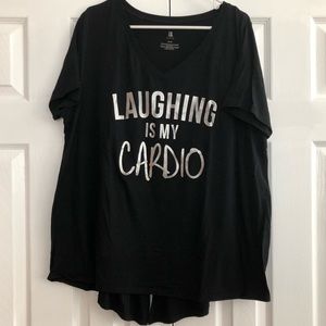 Lane Bryant Active wear Livi line. “ Laughing is my cardio” black shirt